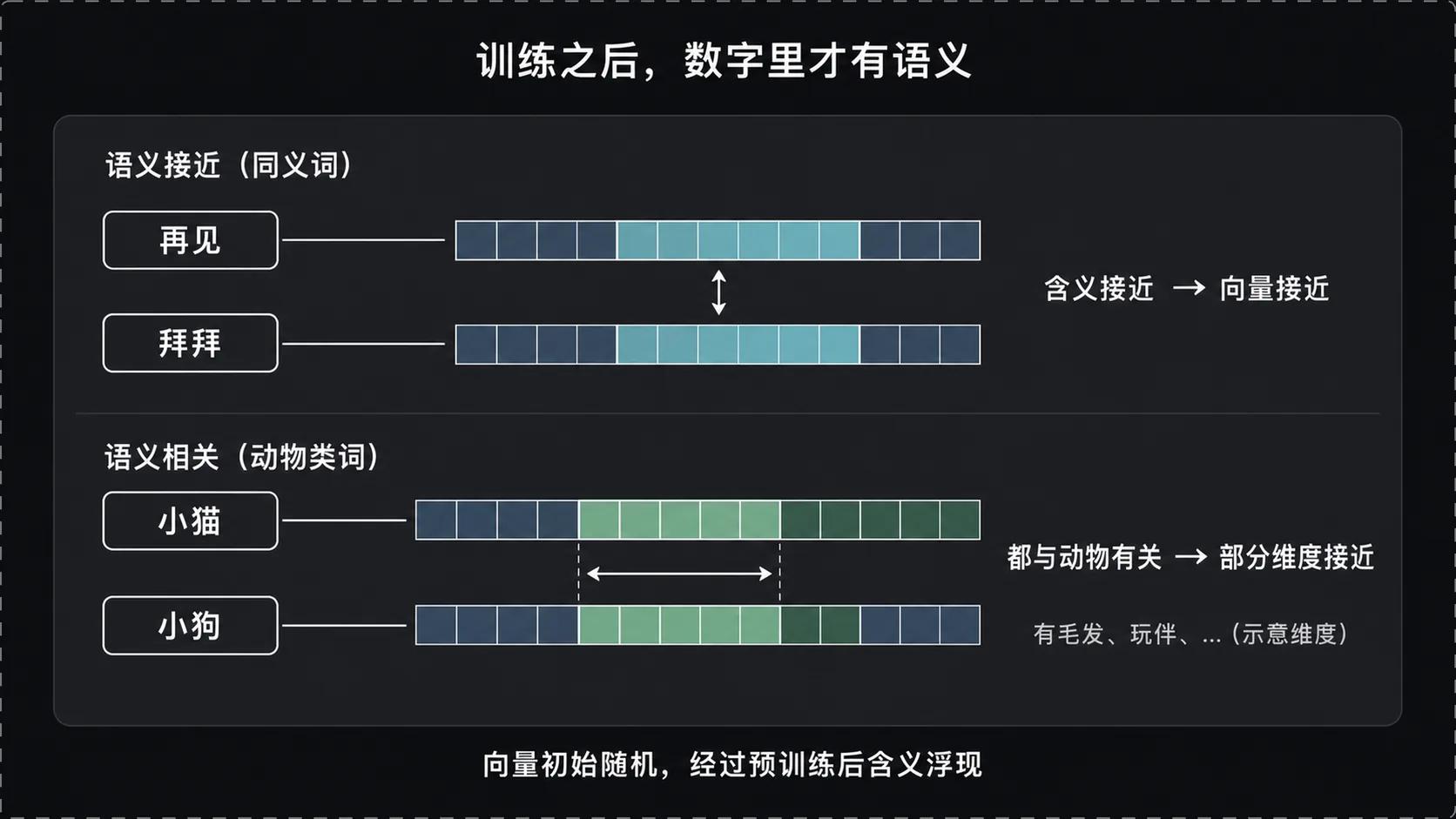 训练后向量的语义